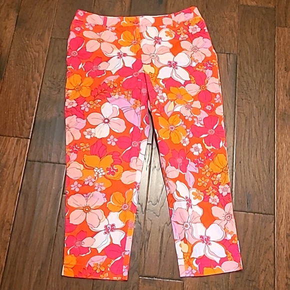 Talbots floral "Perfect Crop Pant" size 10 - Picture 1 of 7
